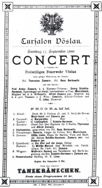 Programm zum Concert der Feuerwehr Vöslau